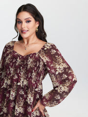 Shirred High-Waist Cinched Blouse