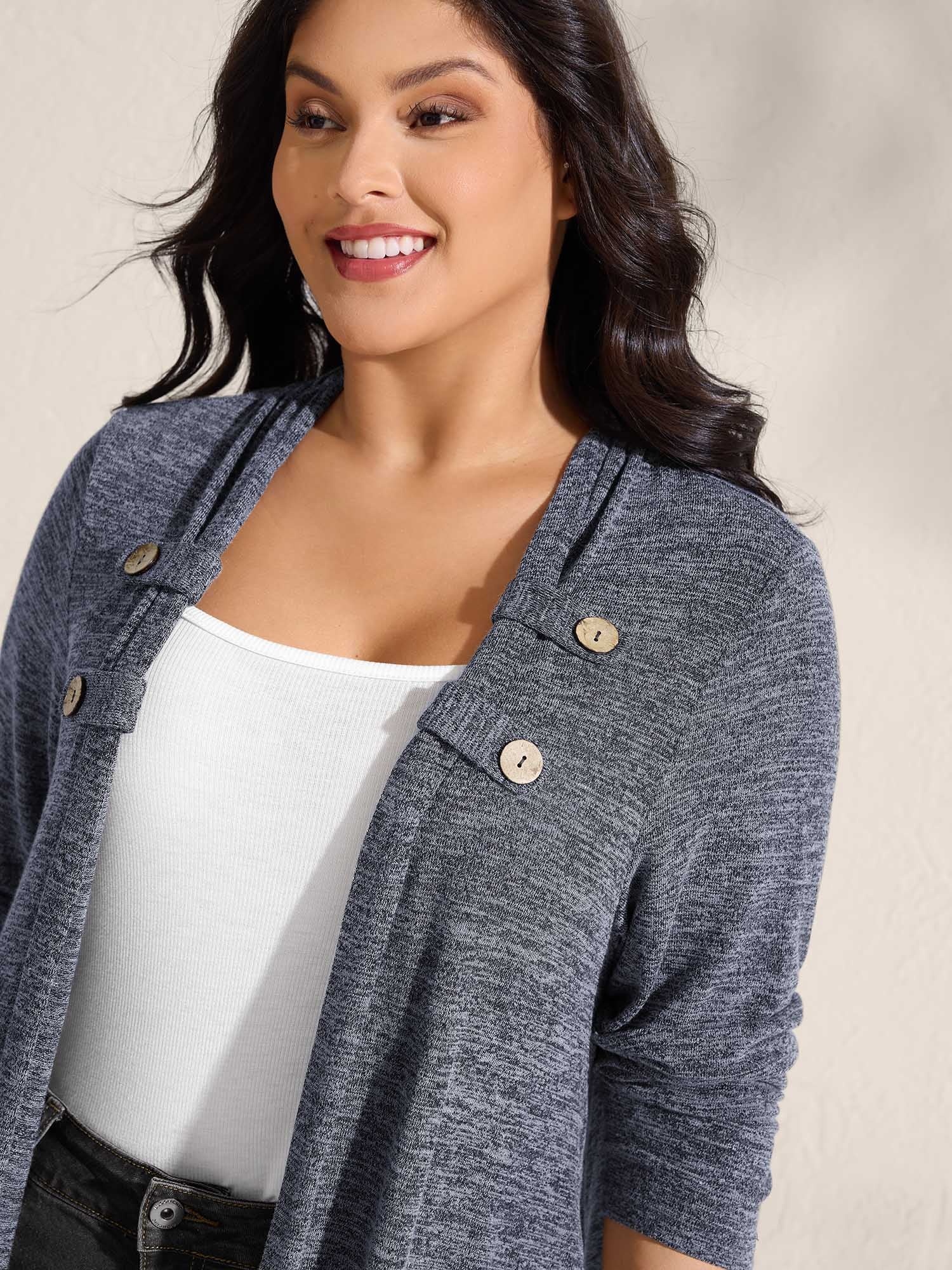 Stretchy Textured Button Detail Jacket