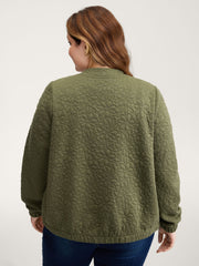 Floral Textured Zipper Front Jacket