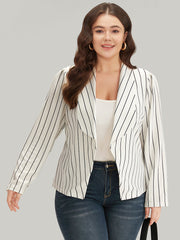 Striped Lapel Collar Open Front Blazer
