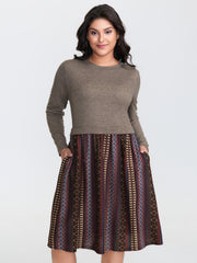 Heather Knit Stripe Layered Midi Dress