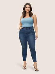 Plain Pocket Embroidered Skinny Jeans