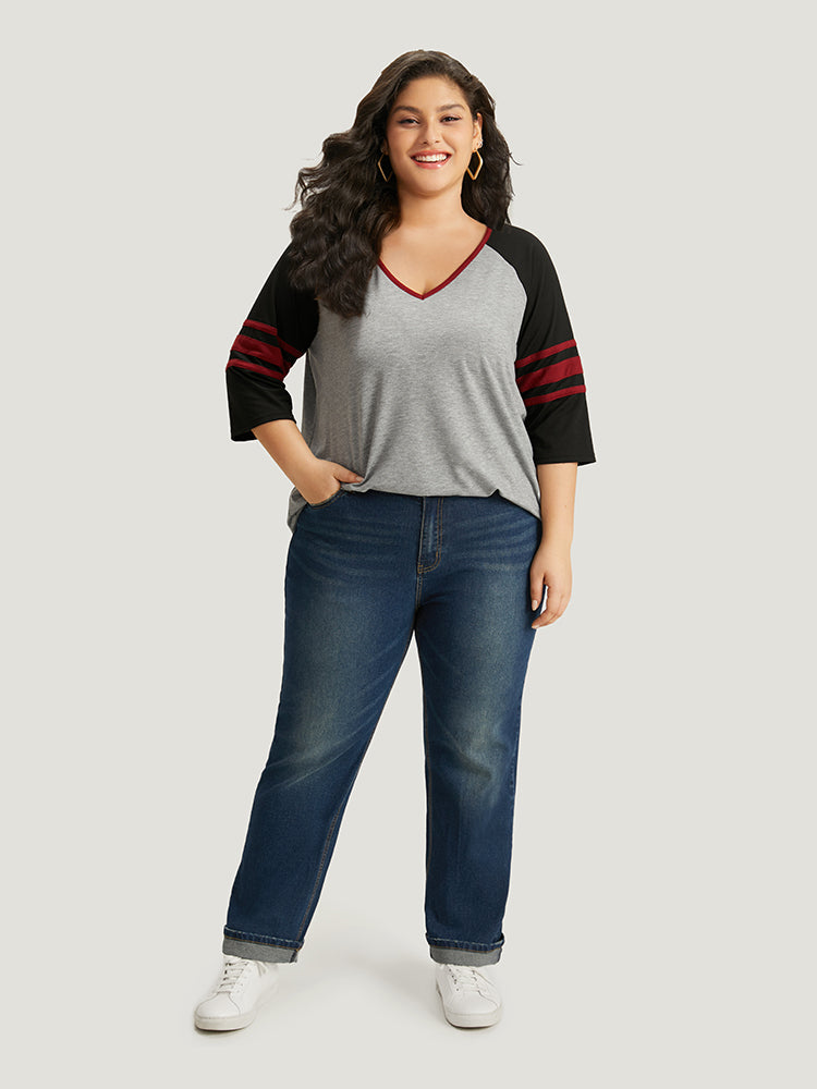 Plain Roll Hem Medium Wash Full Length Jeans