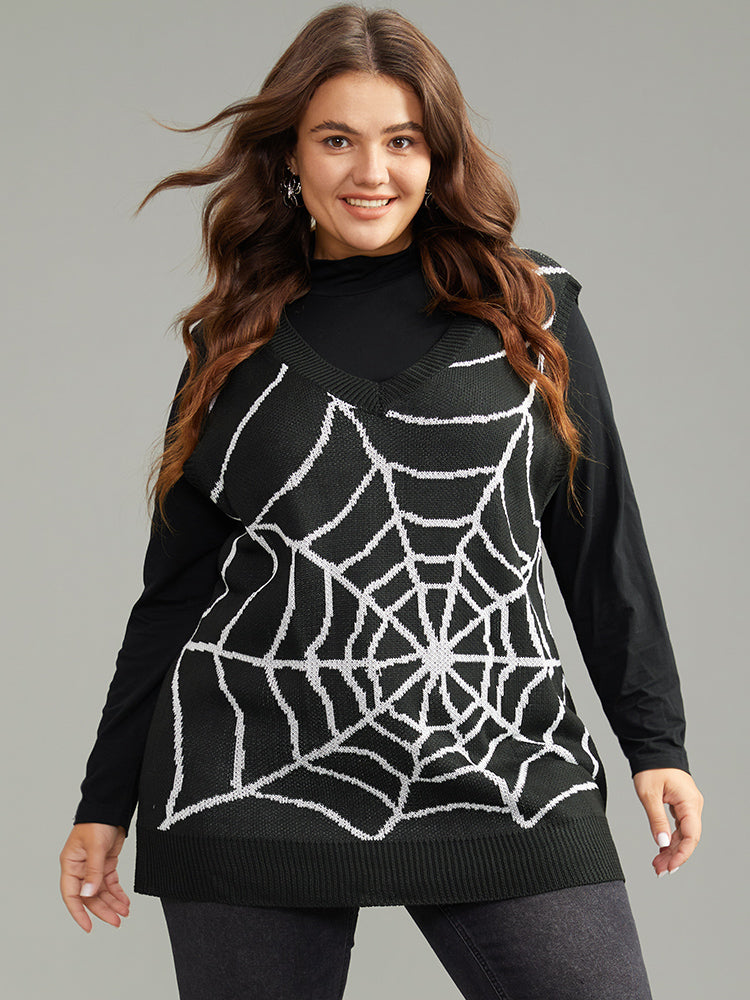 Halloween Supersoft Essentials Spider Web V Neck Sweater Vest