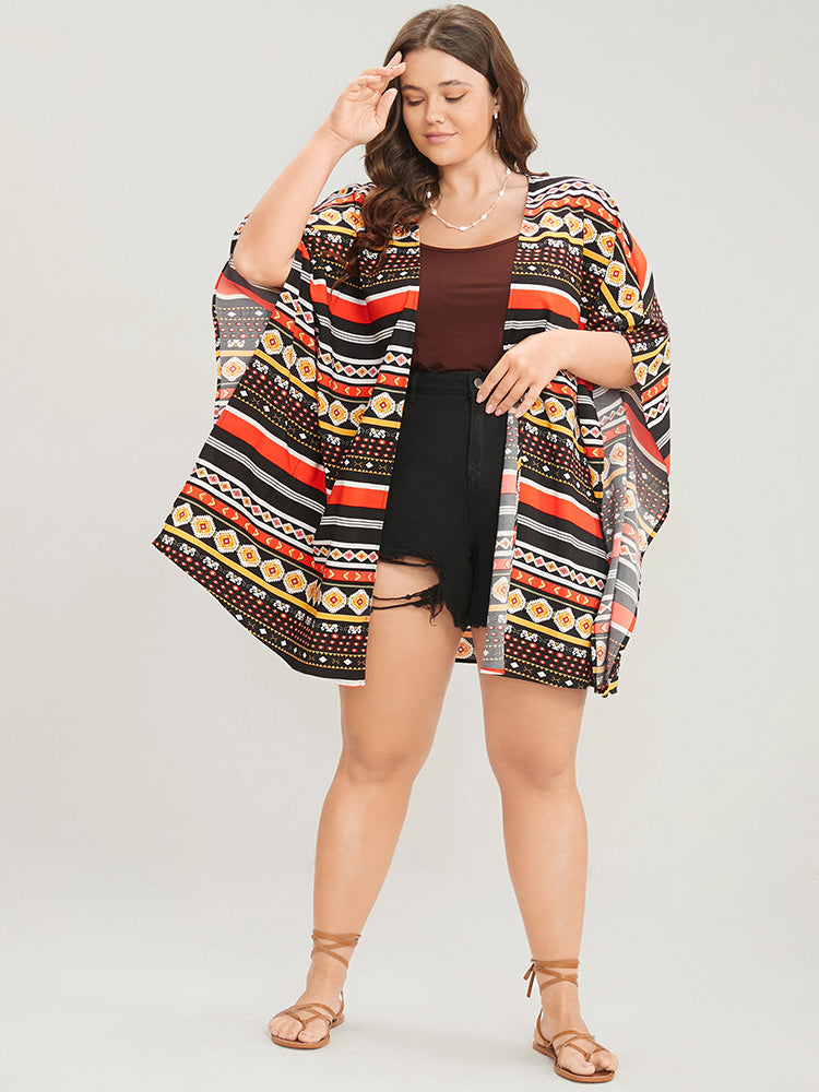 Bandana Dolman Sleeve Open Front Cover Up