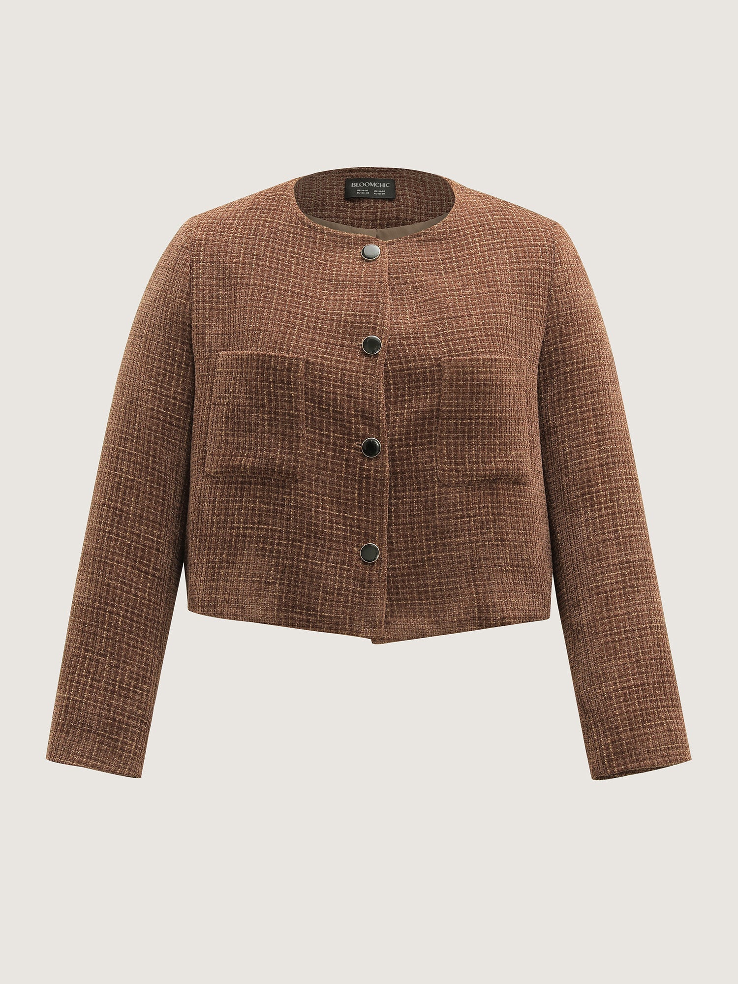 Flocked Textured Button Pockets Jacket