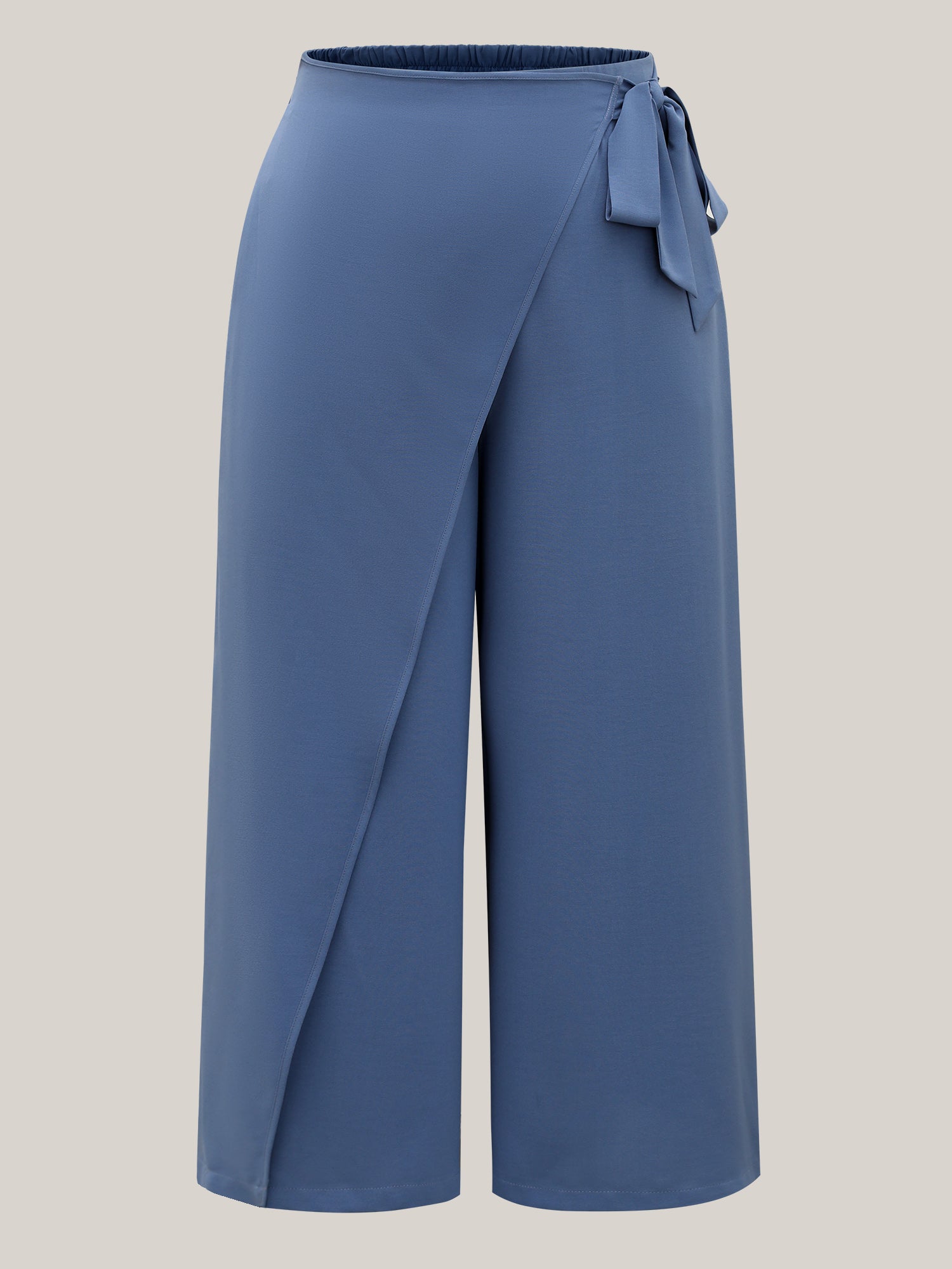 Belted Wrap Detail Wide-Leg Pants