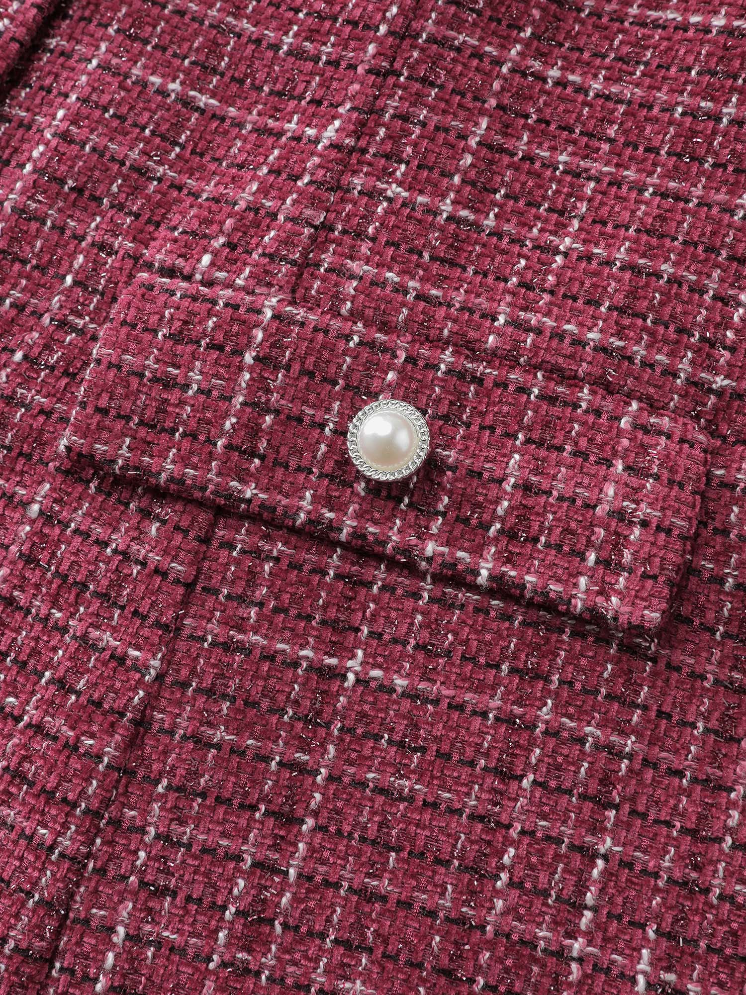 Tweed Brooch Waist-Defining Blazer