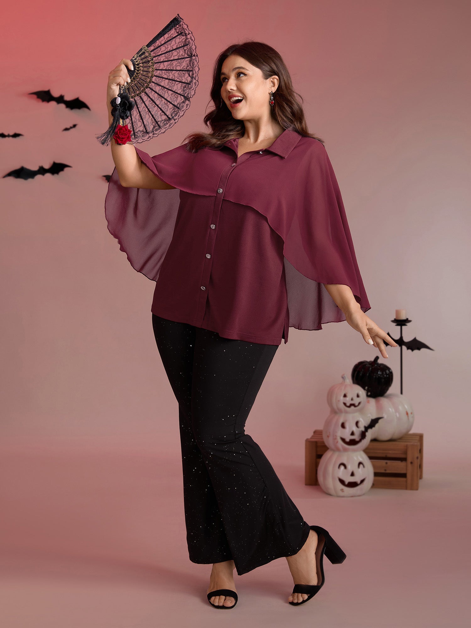 2-in-1 Chiffon Shawl Layered Blouse