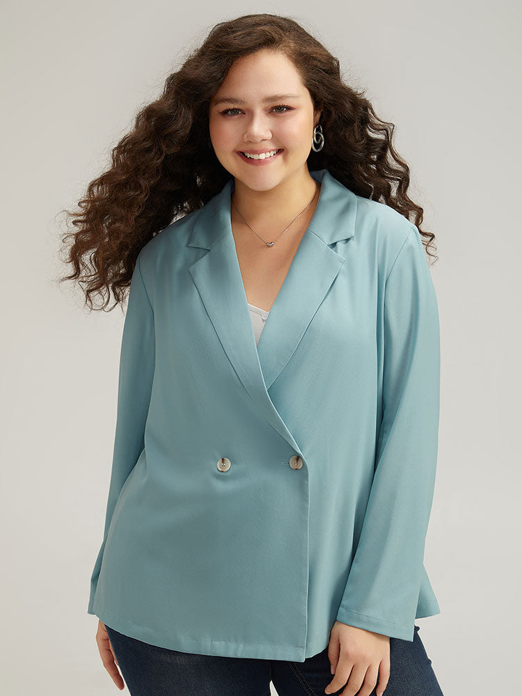 Solid Double Breasted Lapel Collar Blazer