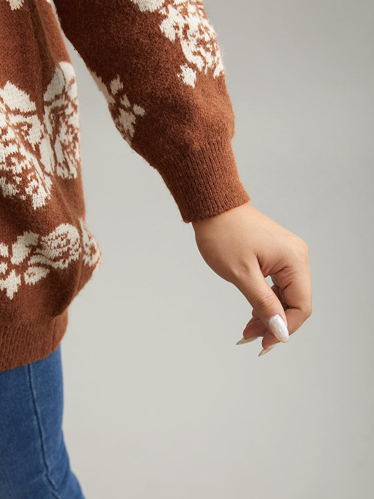 Anti-Pilling Floral Print Drop Shoulder Cardigan