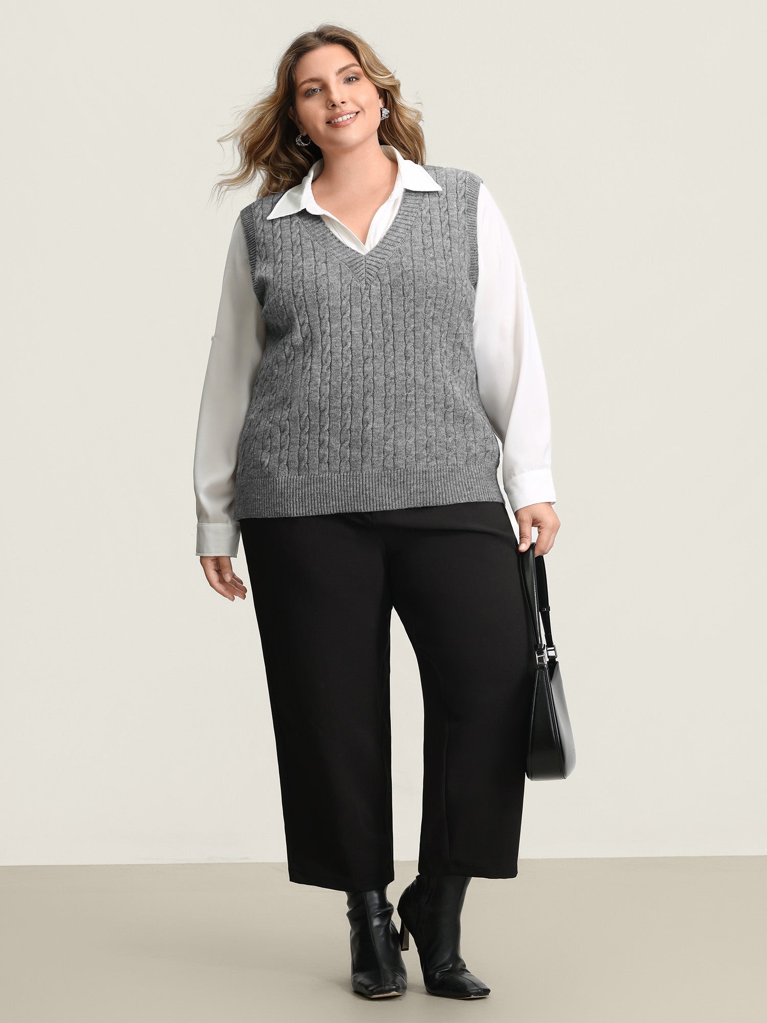 Textured V-Neck Sweater Vest