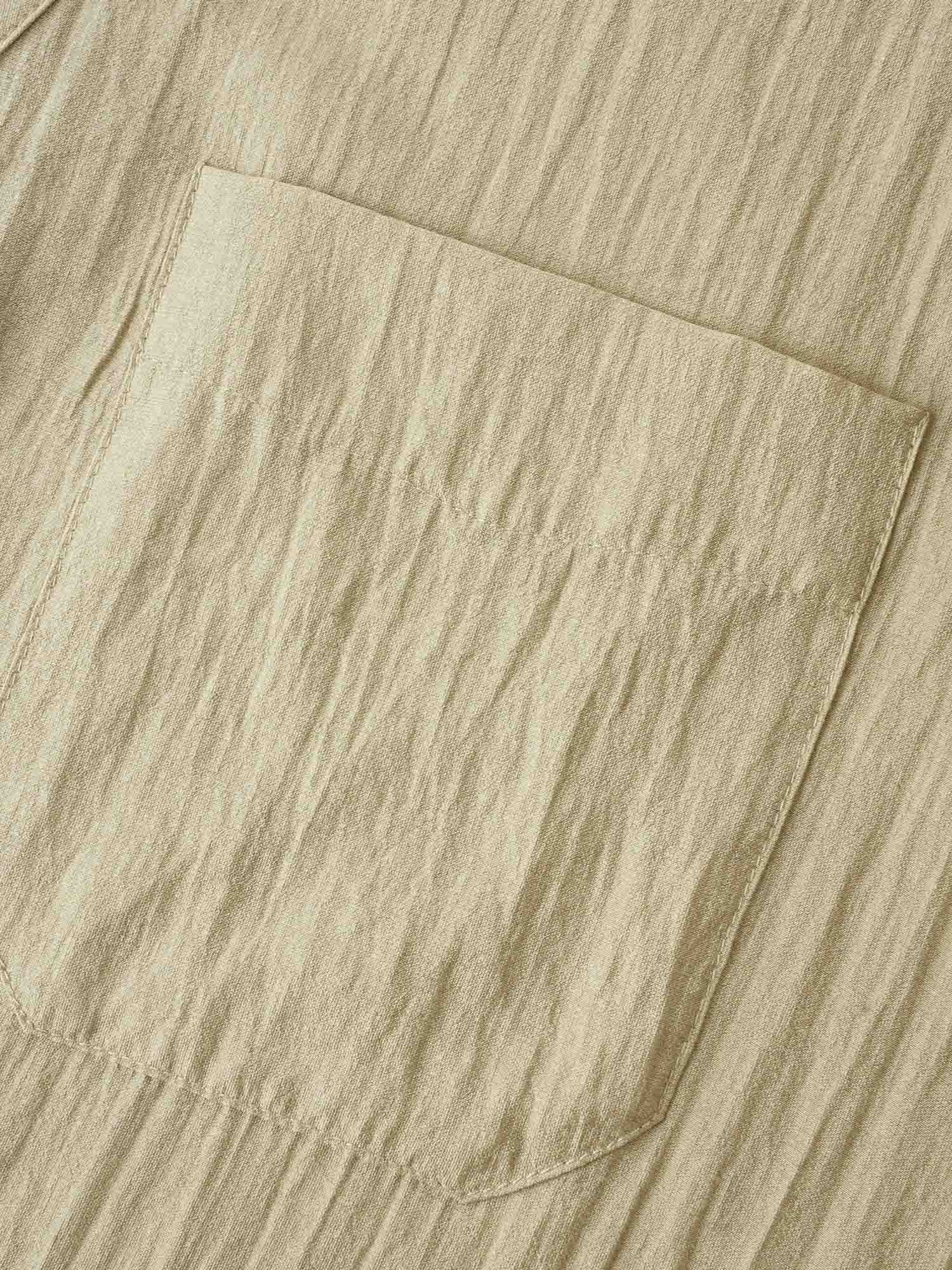 Solid Patched Pocket Tab Sleeve Blouse