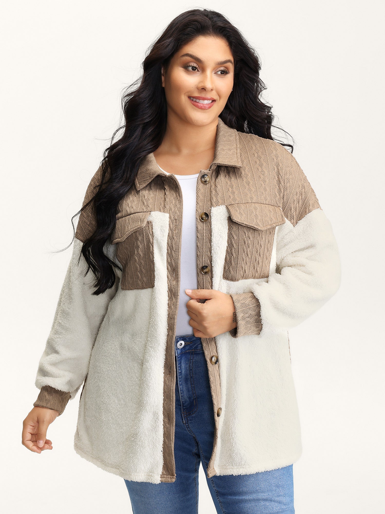 Colorblock Chest Pockets Button Jacket