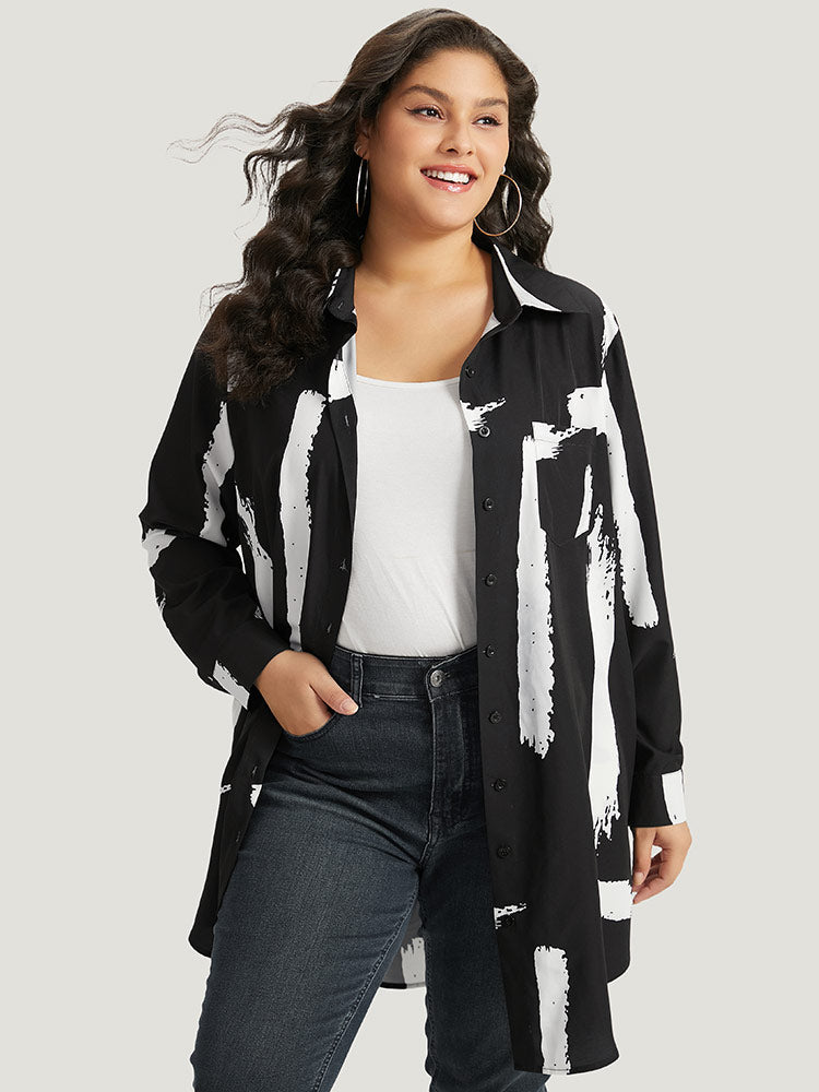 Halloween Brush Print Button Through Split Hem Kimono