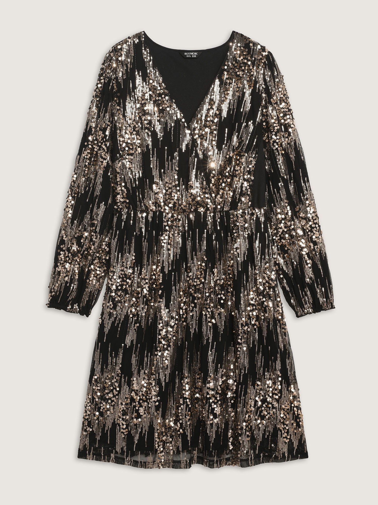 Shimmery Gold Silver Sequin Wrap Party Dress