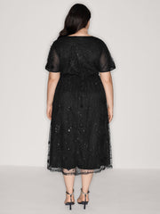 Sequin Embroidery Triangular Waist Maxi Dress