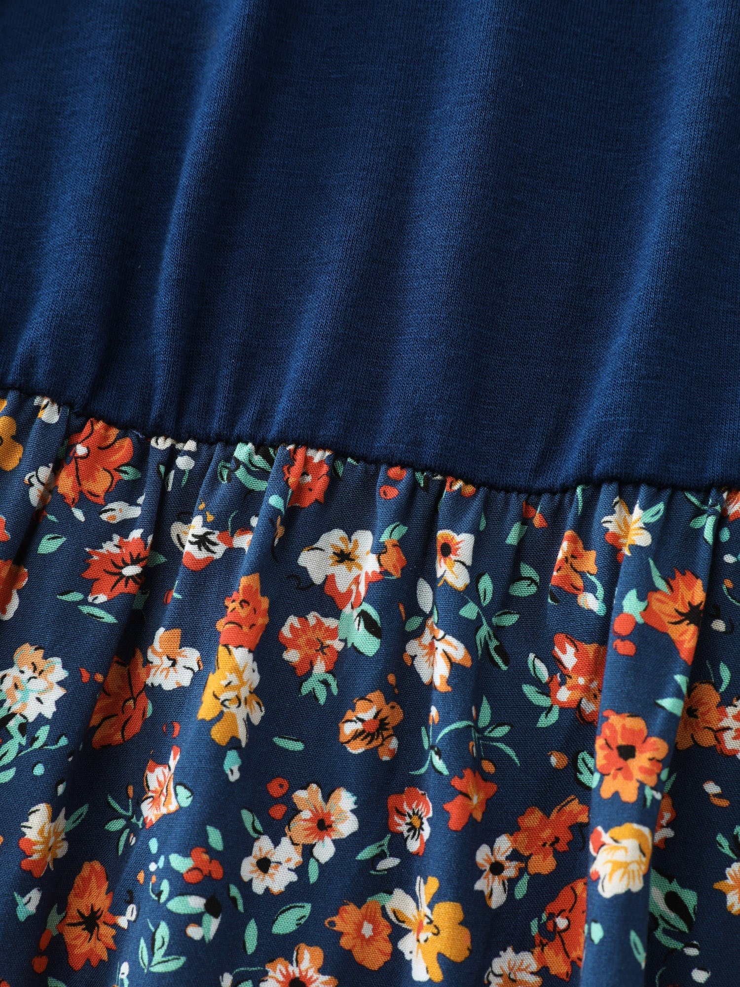 Floral Patchwork Pockets Belted Midi Dress