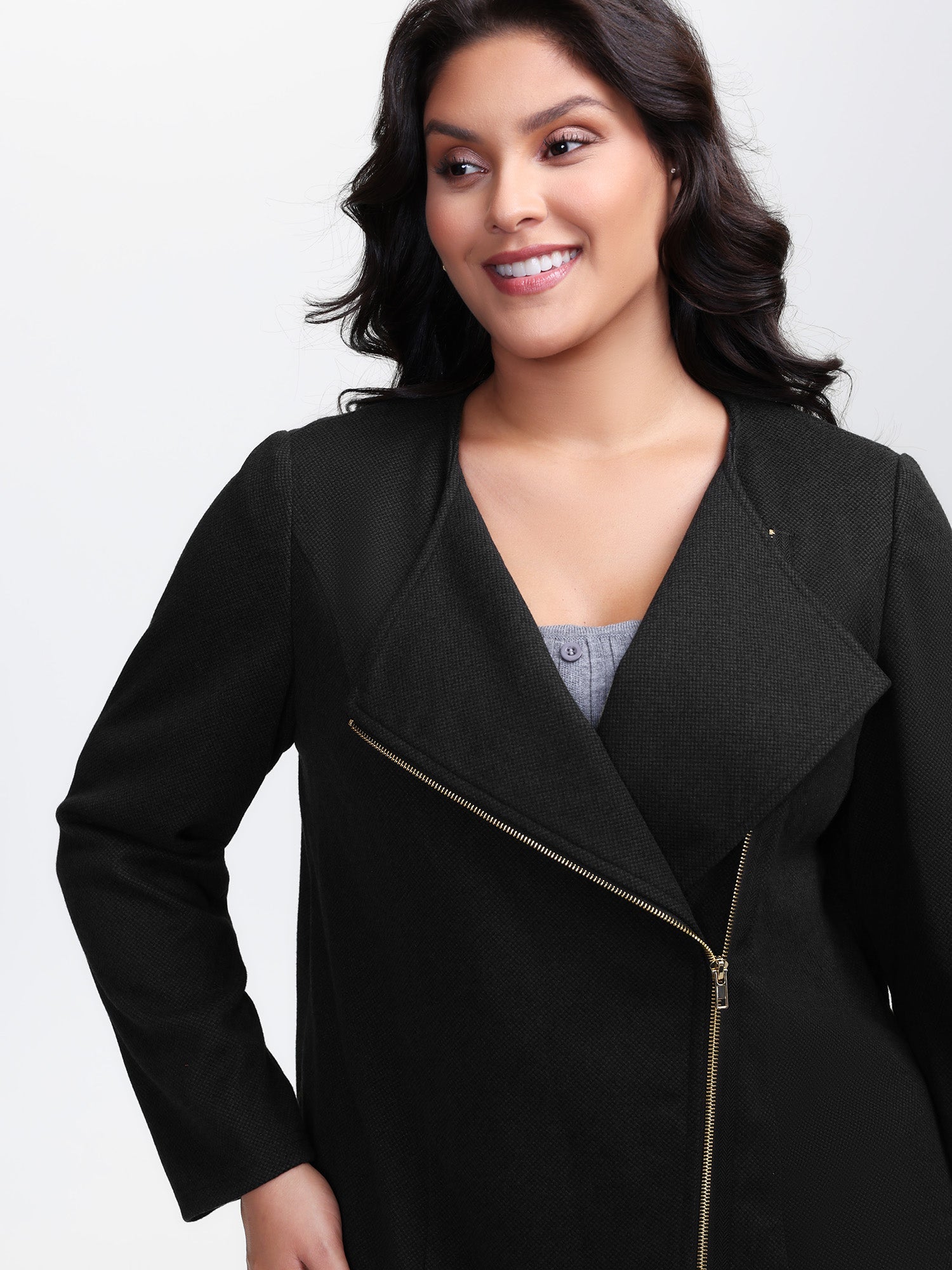 Asymmetrical Zipper Solid Jacket