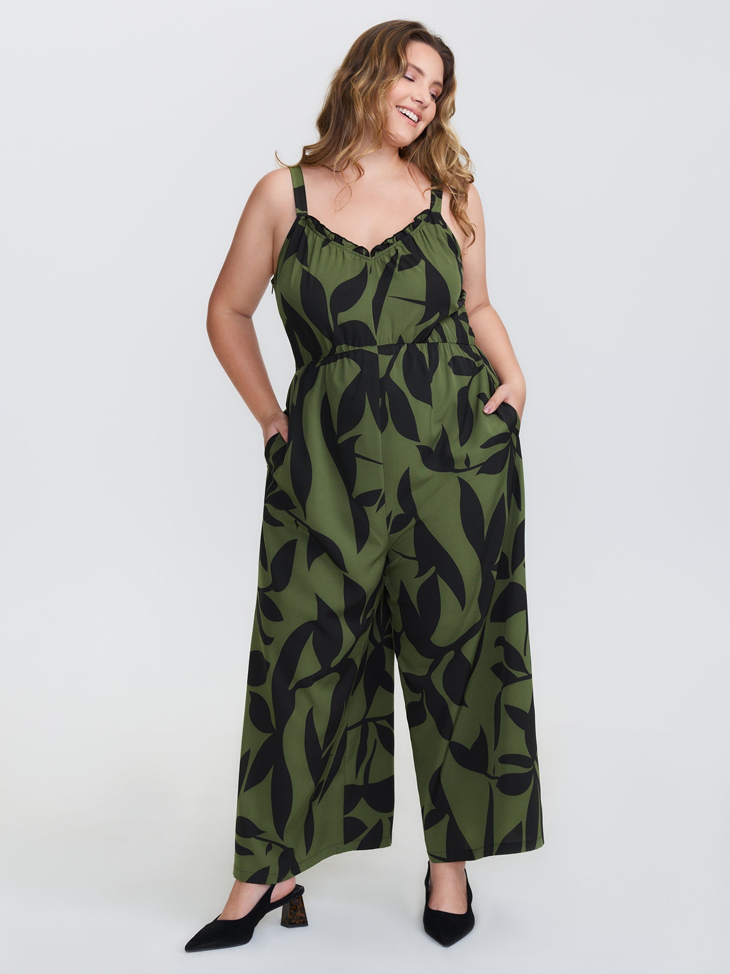 Silhouette Floral Print Sweetheart Jumpsuit