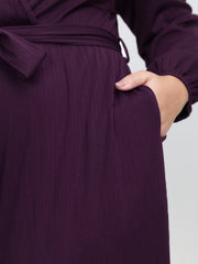 Stretchy Wrap Neckline Adjustable Belt Jumpsuit