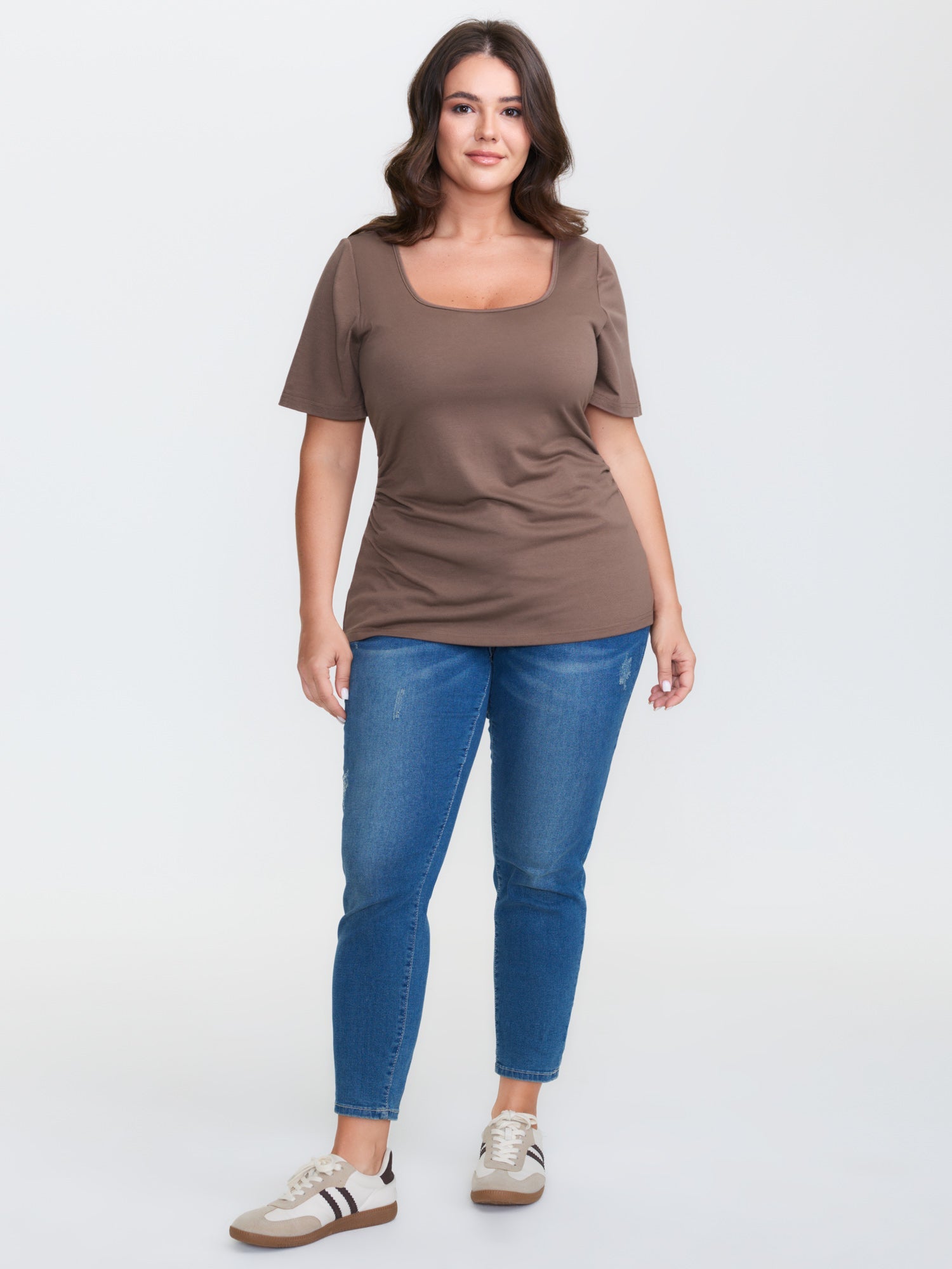 Scoop Neck Fitted Stretchy T-Shirt