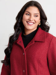 Textured Fuzzy Button Stretchy Hem Jacket