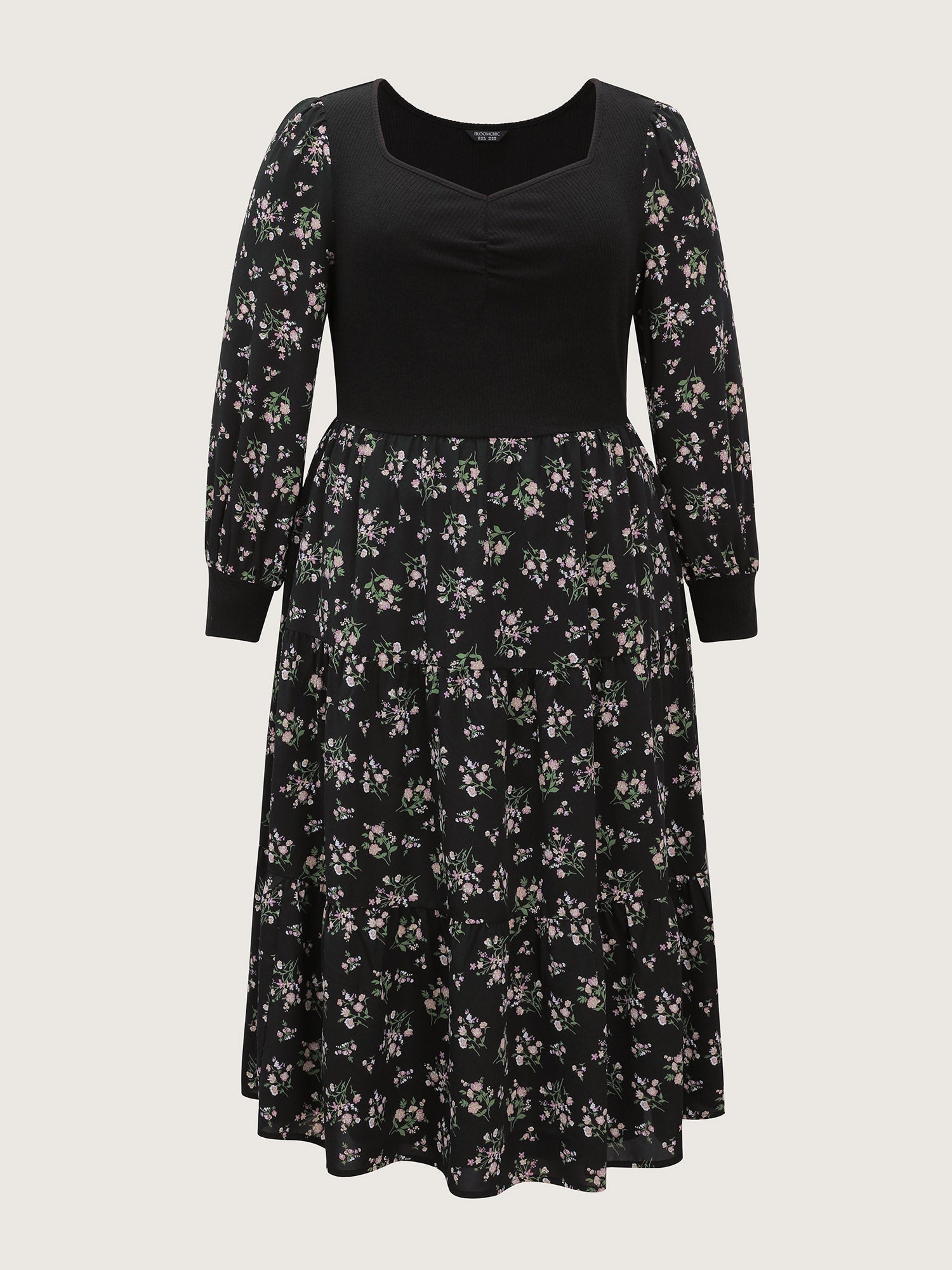 2-in-1 Floral Ruched Midi Dress