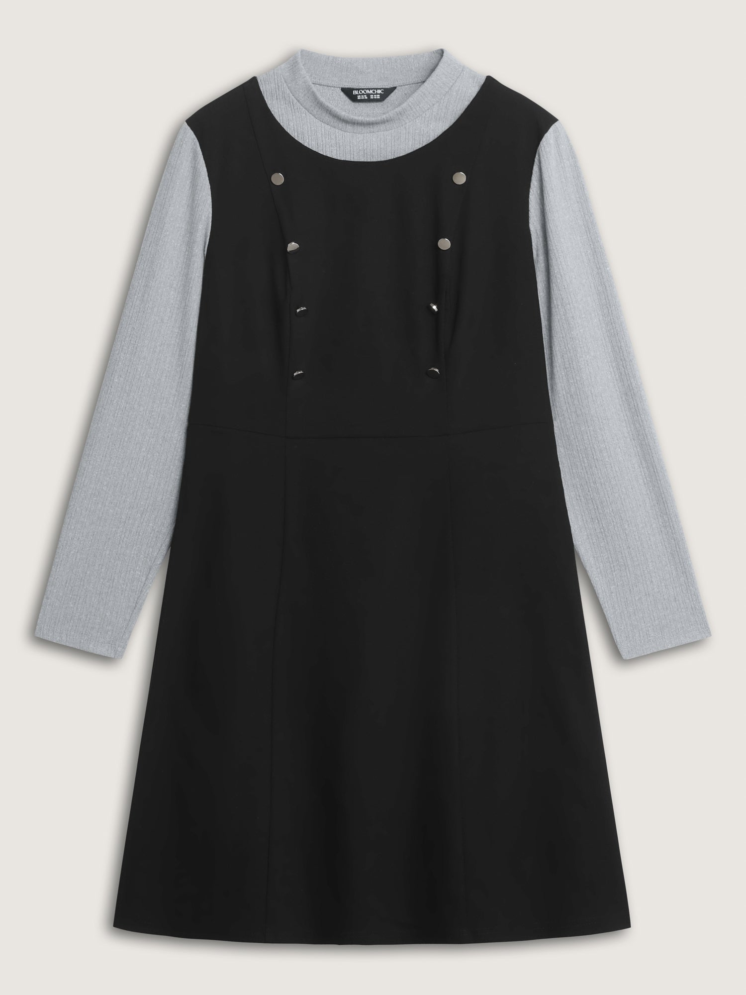 2-In-1 Button Detail Waist-Defining Midi Dress