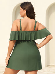 Ruffled Non-Removable Cups Swim Dress
