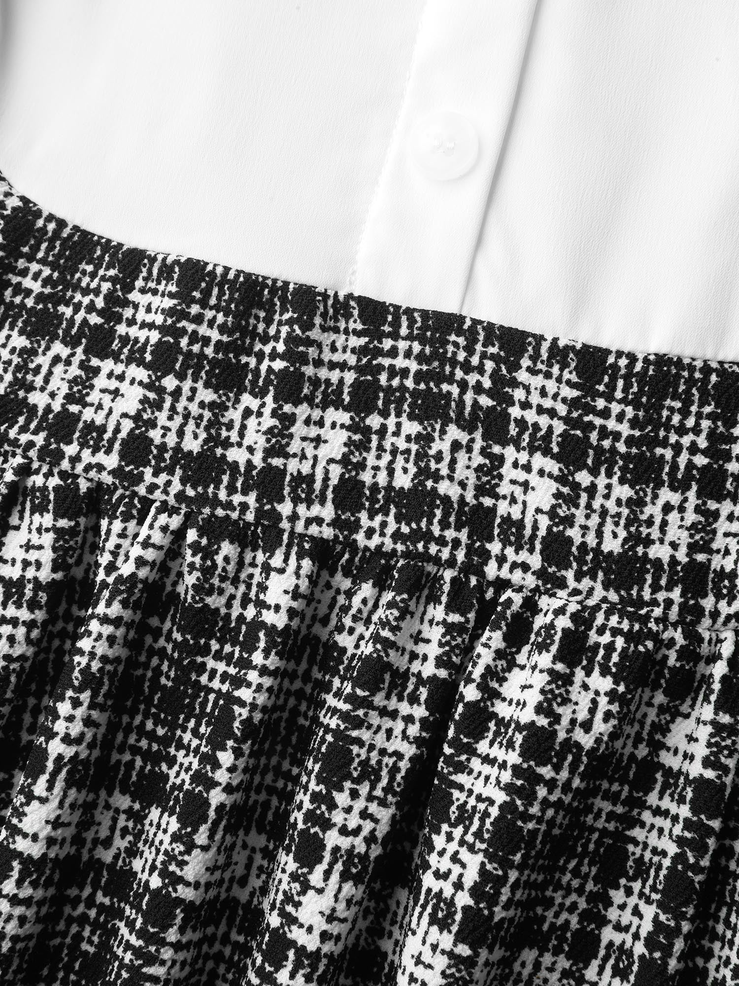 2-In-1 Plaid Pattern Spliced Midi Dress