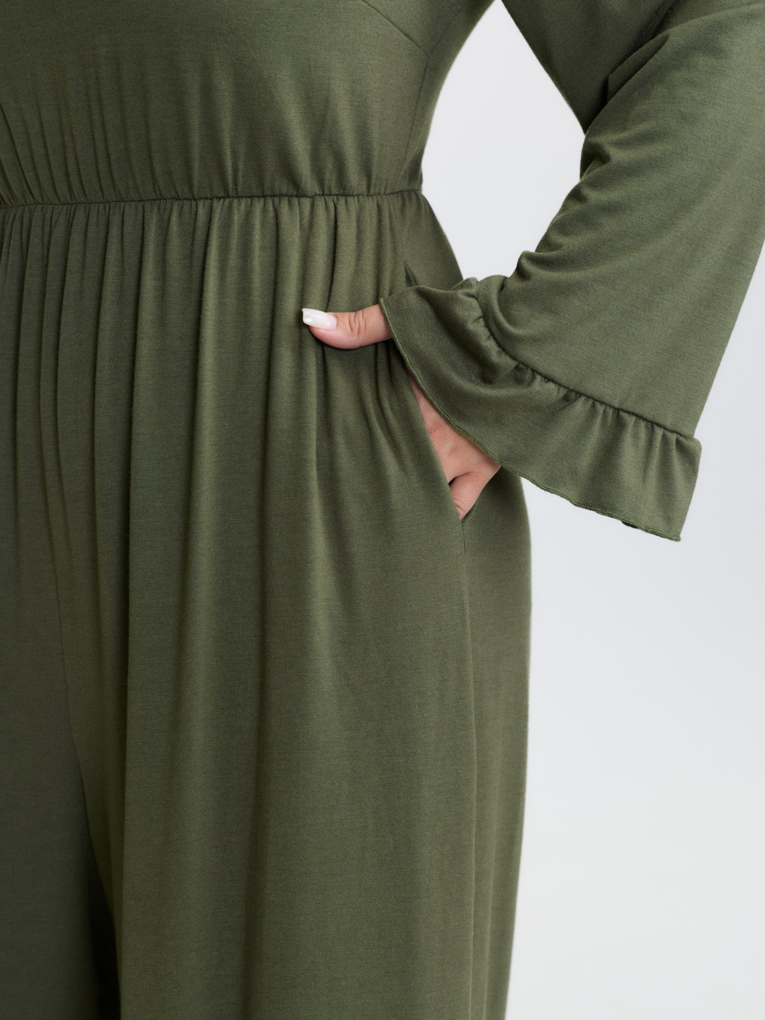 Ruffled Hem Scoop Neck Everyday Jumpsuit