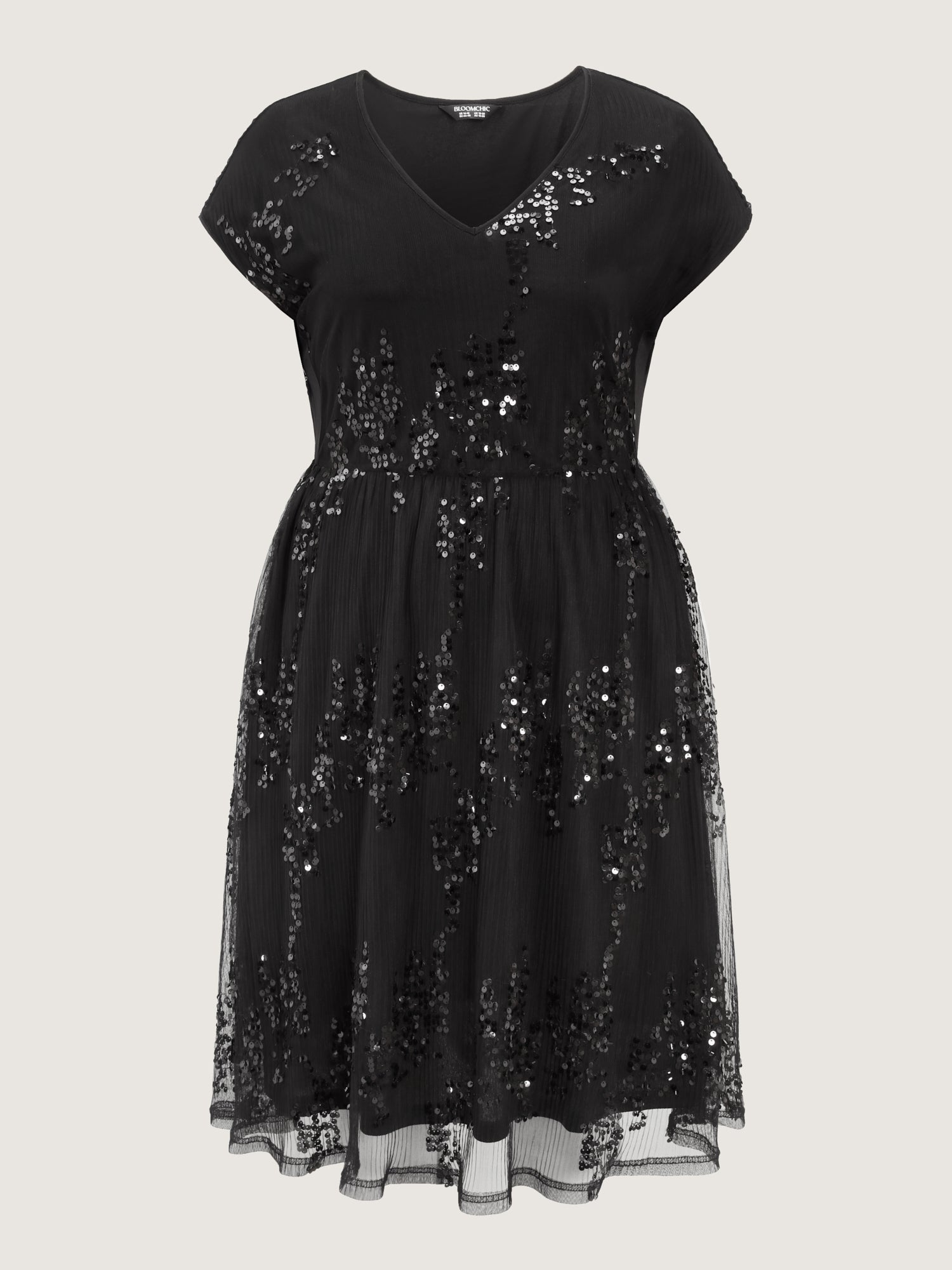 Sequin Embellished V-Neck Midi Dress