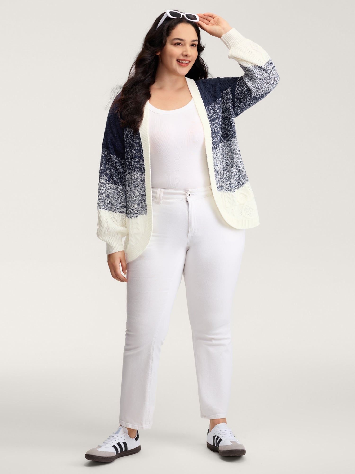 Arc-Hem Ombre Gradient Knit Cardigan