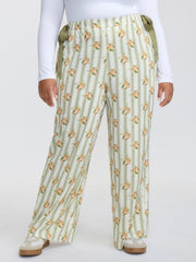 Supersoft Stripe Ribbon-Tie Sleep Bottoms