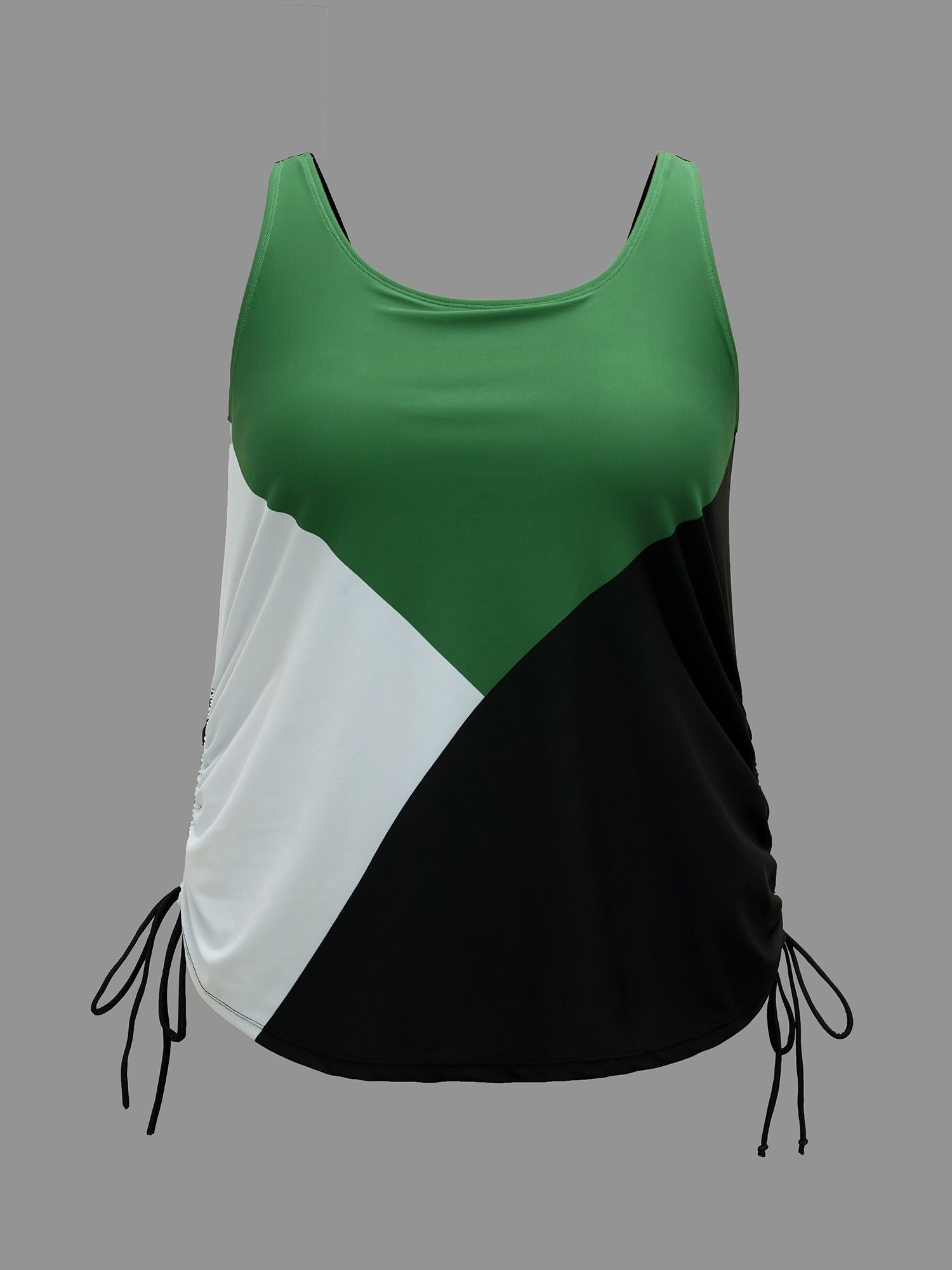 Color Block Drawstring Cami Swim Top