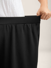 Floral Lace Hem Wide-Leg Pants