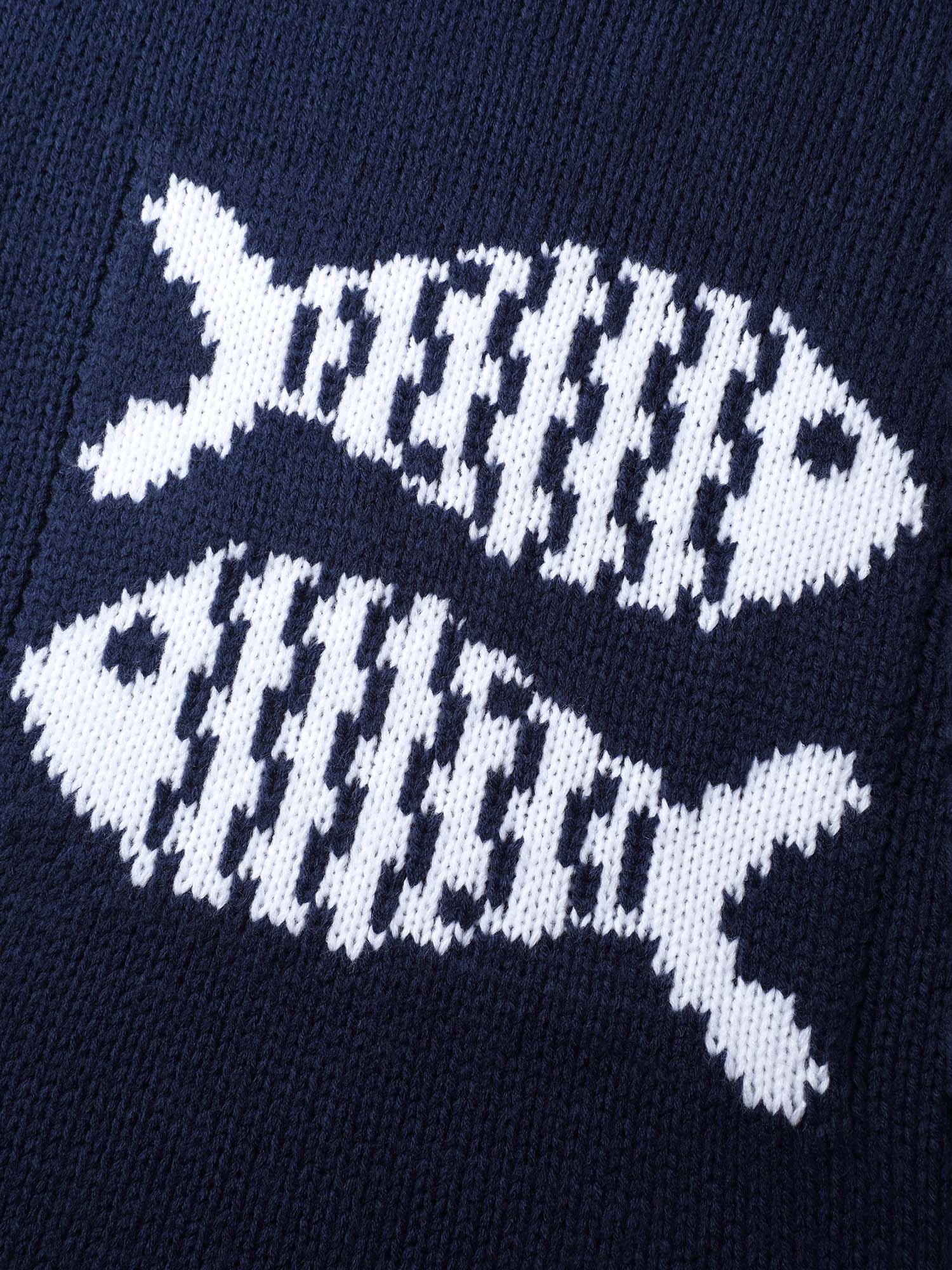 Fish Jacquard Print Round Neck Pullover