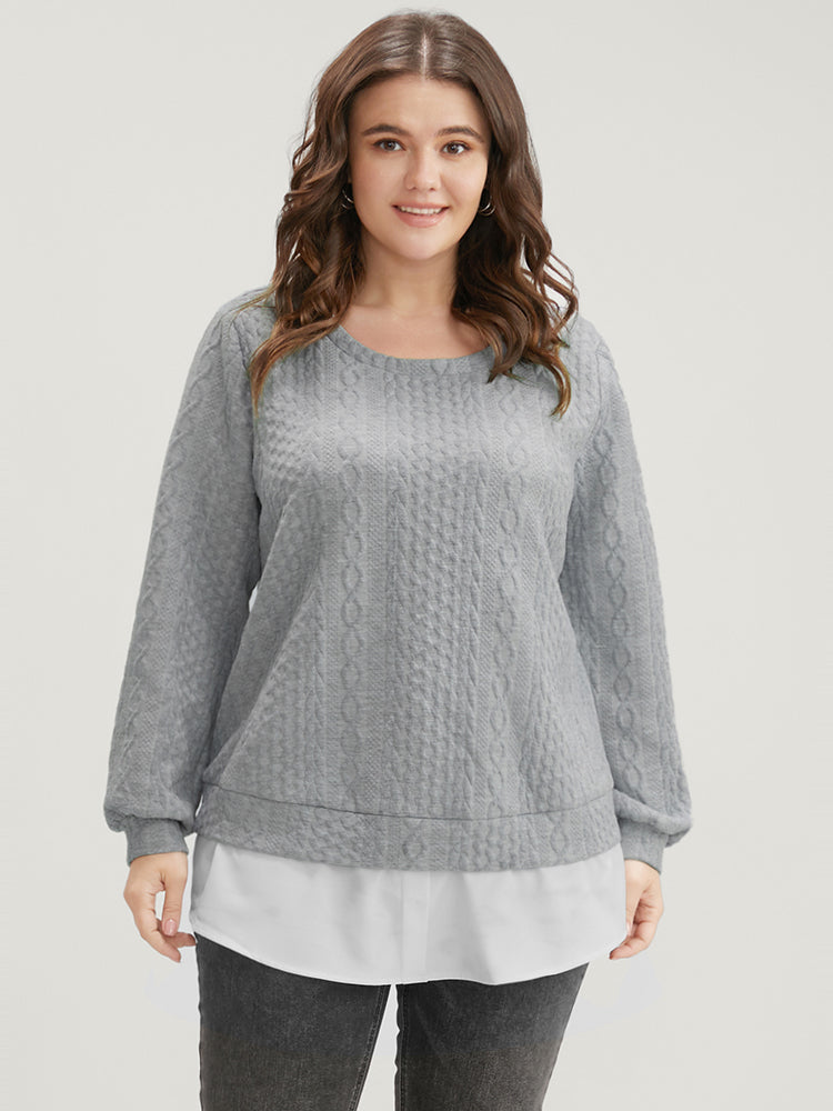 Solid Textured Round Neck 2-In-1 Sweatshirt