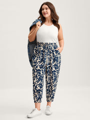 Silhouette Flower Waist-Tie Jogger Pants