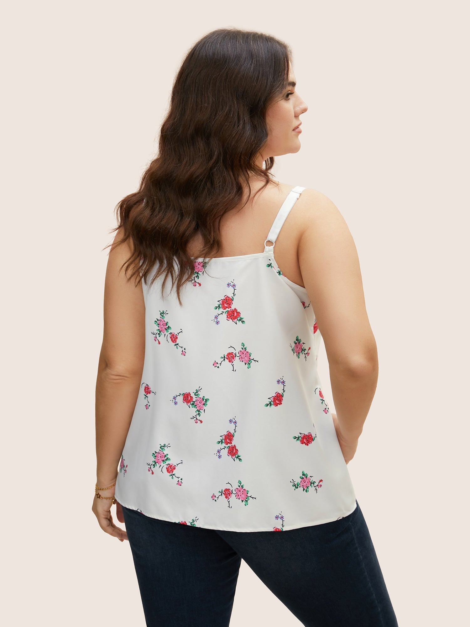 Floral Print Patchwork Cut Out Cami Top