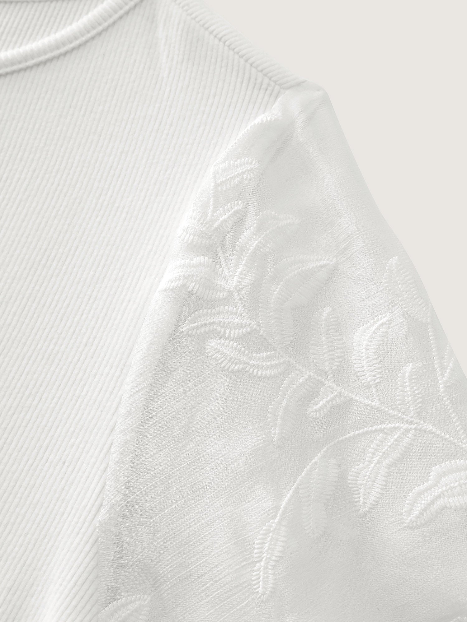 Sheer Floral Sleeve Spliced Blouse