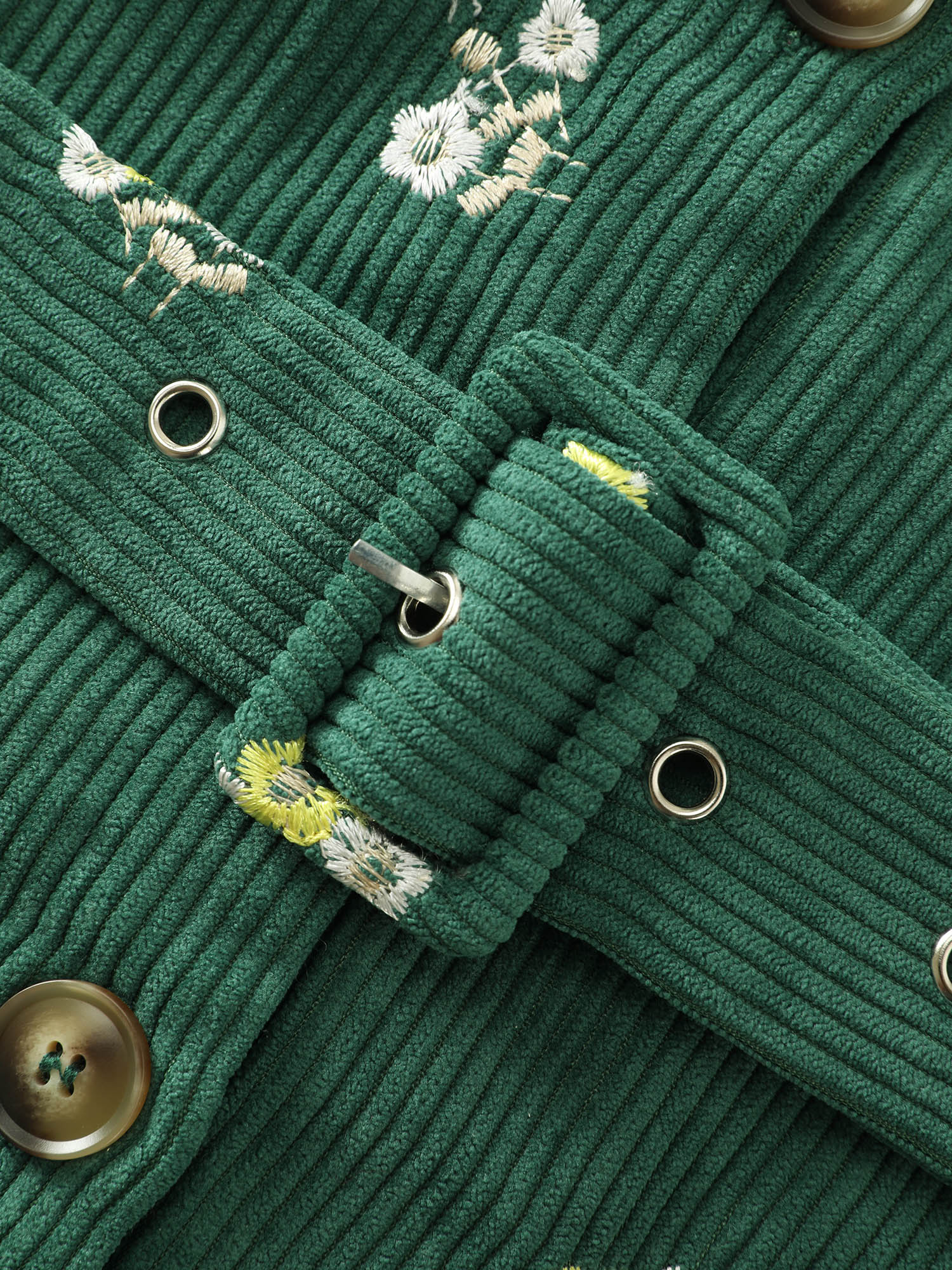 Floral Embroidered Belted Waist Midi Dress