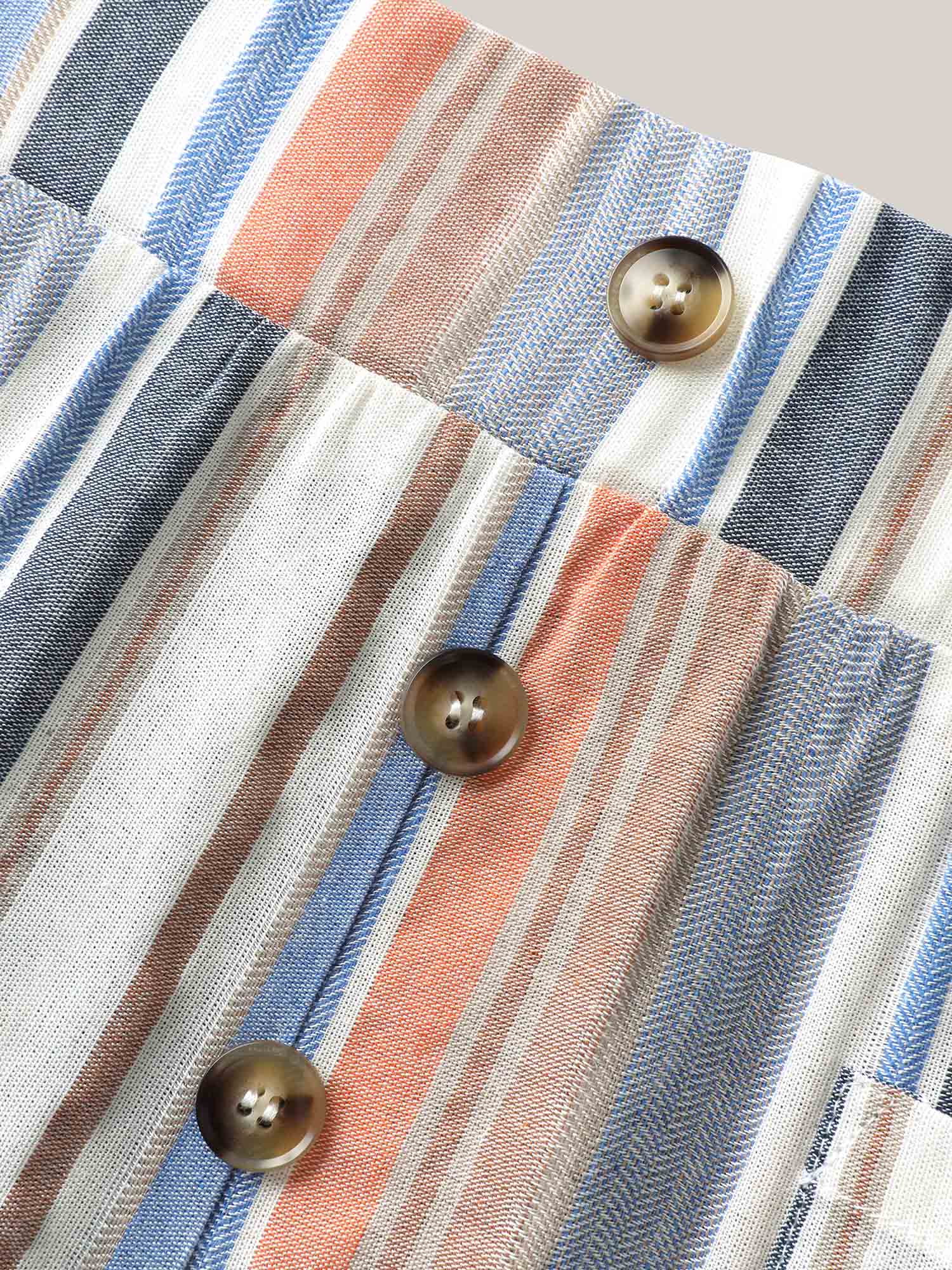 Soft Stripes Button Wide-Leg Pants