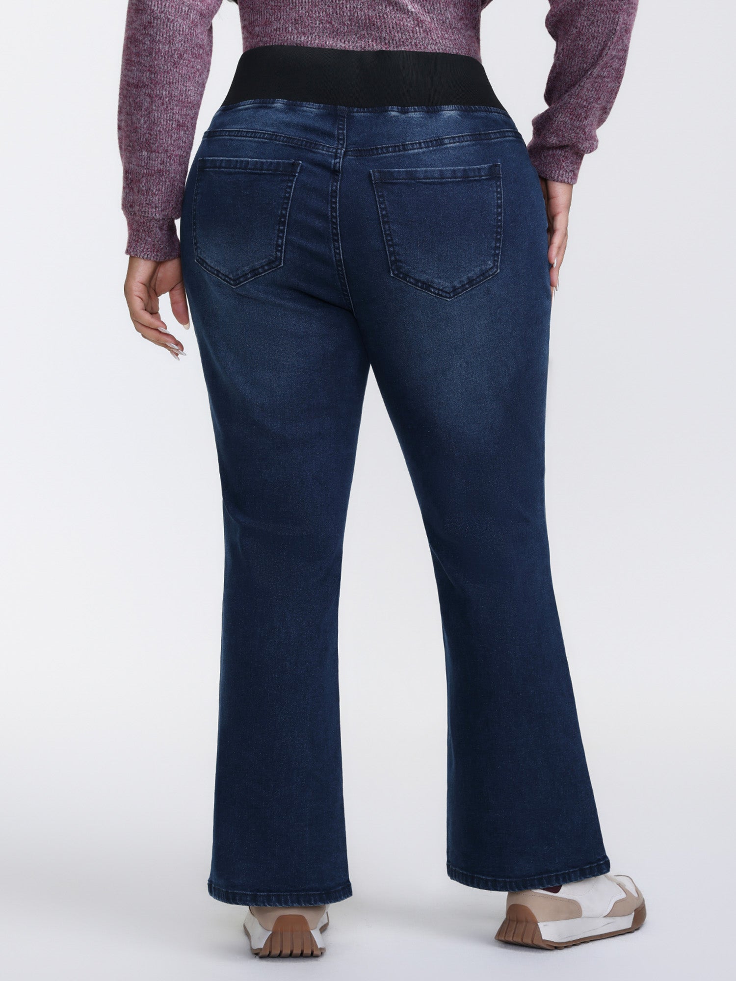 Stretchy Waist Flared Hem Jeans