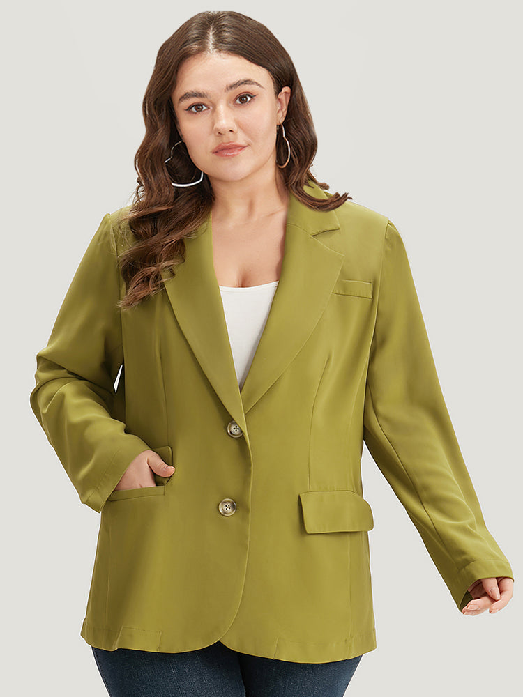 Plain Pocket Button Up Suit Collar Blazer