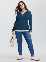 2-in-1 Button Hooded Pullover