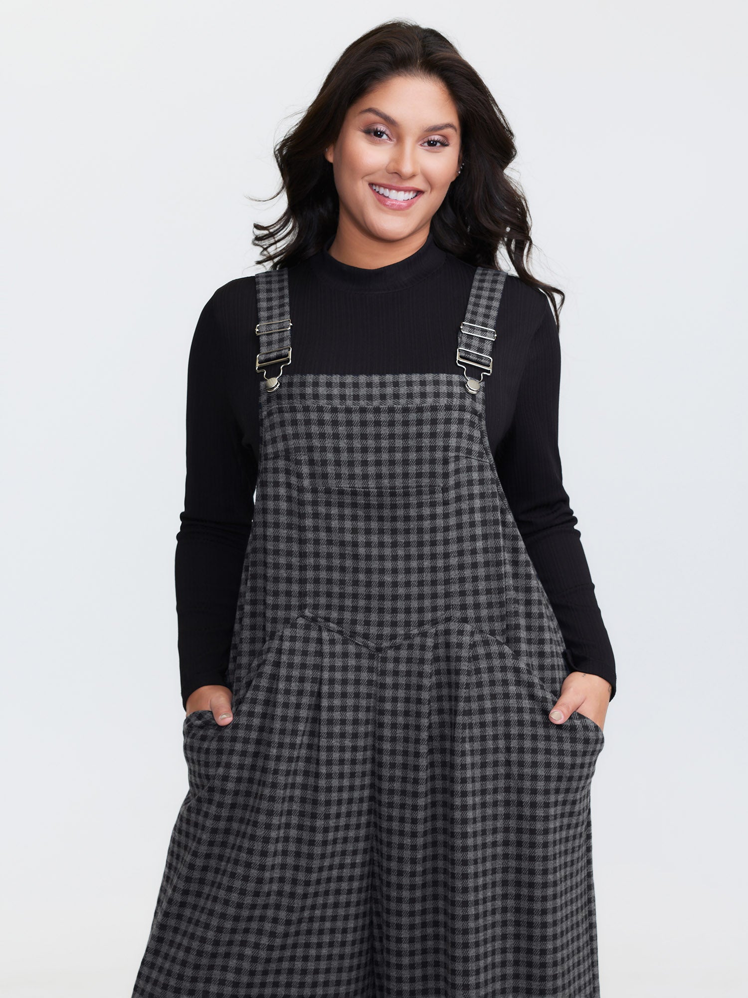 Checkered Pattern Pleated Jumpsuit