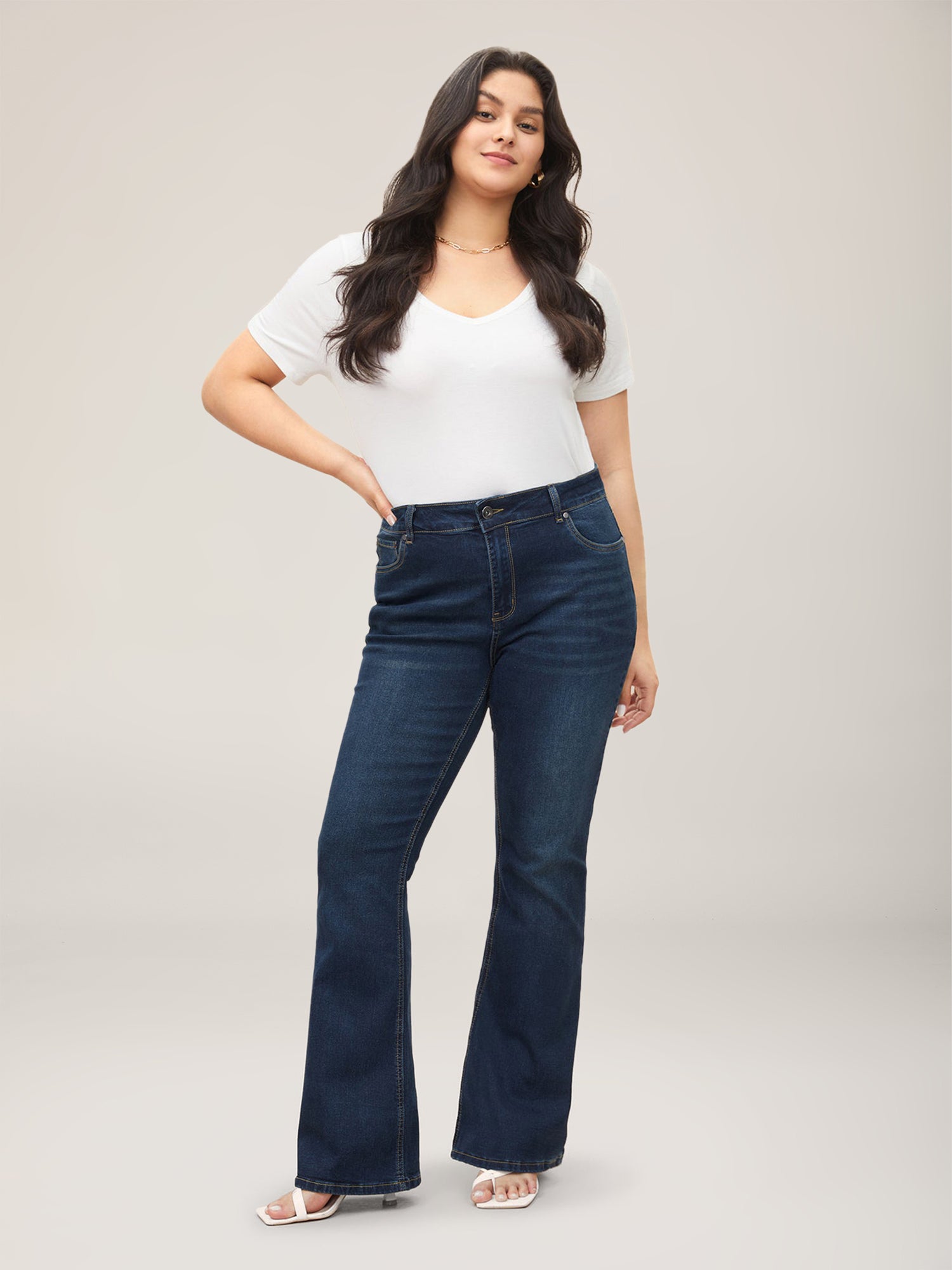 Bootcut Very Stretchy Mid Rise Medium Wash Sculpt Waist Jeans