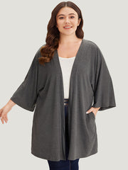 Supersoft Essentials Plain Open Front Pocket Batwing Sleeve Kimono
